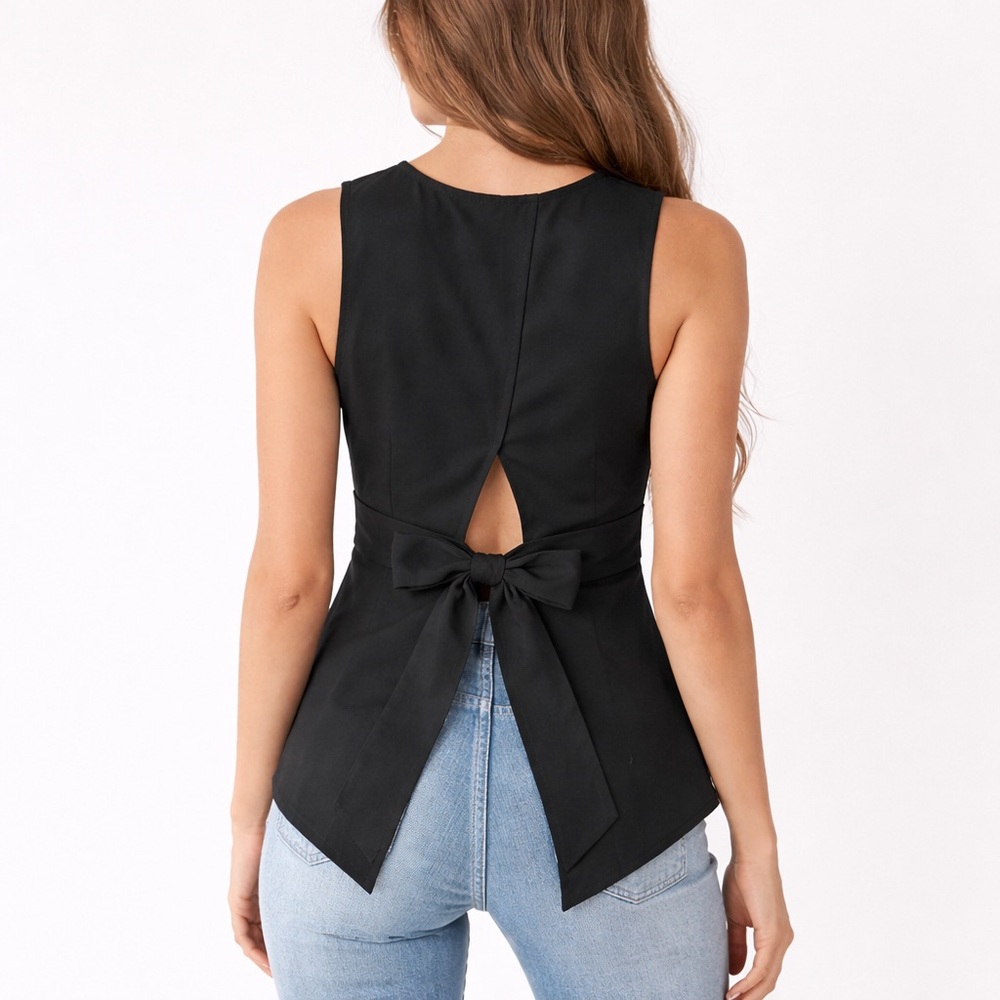Express Black Sleeveless V-Neck Tie Back Blouse Size XS